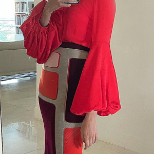 Crew Neck Long Sleeve Plain Elegant Loose Blouse, Blouses and Shirts, color:Red|size:XXL, Stylewe