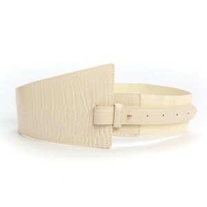 Irregular Embossed Elastic Wide Belt, Belts, color:Beige|size:One-size, Stylewe