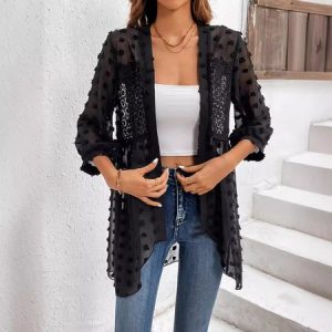 Women's Plain Regular Loose Jacket, Cardigans, color:Black|size:XXL, catalog Noracora shop