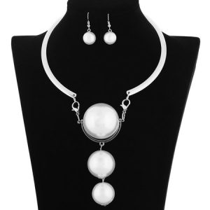 Exaggerated Imitation Pearl Party Jewelry Set, Jewelry, color:Silver|size:One-size, Stylewe