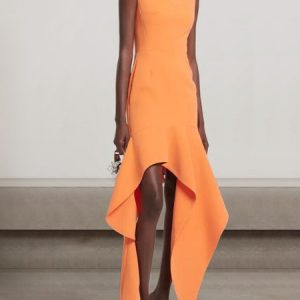 Women Plain Crew Neck Sleeveless Comfy Sexy Maxi Dress, Dinner dress, color:Orange|size:L, catalog Noracora shop