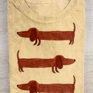 Casual Dog Crew Neck Short Sleeve T-shirt, T-shirts, color:Khaki|size:XXL, catalog Noracora shop