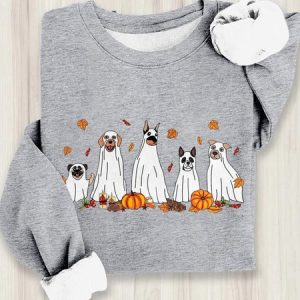 Casual Crew Neck Halloween Sweatshirt, T-shirts, color:Gray|size:XXL, catalog Noracora shop