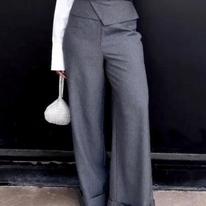 Urban Pocket Stitching Regular Fit Striped Fashion Pants, Pants, color:Gray|size:XXL, Stylewe