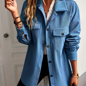 Women's Plain Regular Loose Jacket, Jackets, color:Blue|size:XL, catalog Noracora shop