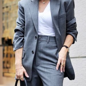 Urban Plain Lapel Collar Pockets Long Sleeve Blazer, Blazers, color:Gray|size:XXL, Stylewe