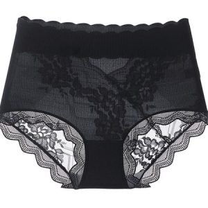 Lace ice high waisted breathable women's underwear, Lingeries, color:Black|size:3XL, catalog Noracora shop