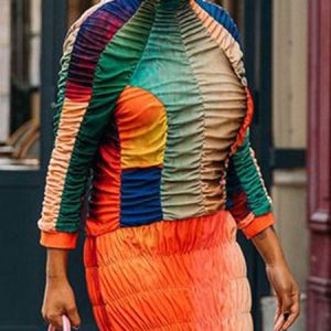 Urban Raglan Sleeve Random Print Mock Neck Blouse, Blouses and Shirts, color:As Picture|size:XXL, Stylewe
