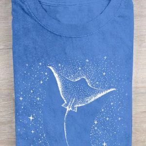 Casual Marine Life Crew Neck Short Sleeve T-shirt, T-shirts, color:Blue|size:3XL, catalog Noracora shop