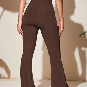 Casual Plain Long Pant, Pants, color:Coffee|size:3XL, catalog Noracora shop