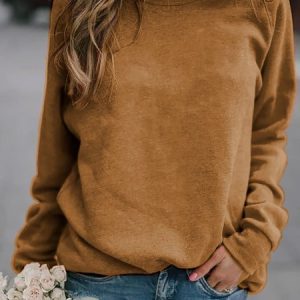 Casual Long Sleeve Cotton-Blend Top, Hoodies & Sweatshirts, color:Camel|size:XXL, catalog Noracora shop