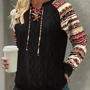 Casual Ethnic Sweatshirt, Hoodies & Sweatshirts, color:Black|size:XXL, catalog Noracora shop