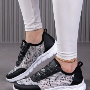 Casual Color Block Breathable Lace-Up Flat Heel Fly Woven Shoes Split Joint, Sneakers&Athletic, color:Black|size:44, catalog Noracora shop