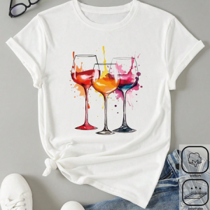 Casual Painting Crew Neck Short Sleeve T-shirt, T-shirts, color:White|size:3XL, catalog Noracora shop