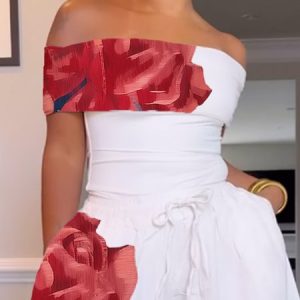 Floral Cold Shoulder Casual Tight Blouse, Blouses and Shirts, color:As Picture|size:XXL, Stylewe