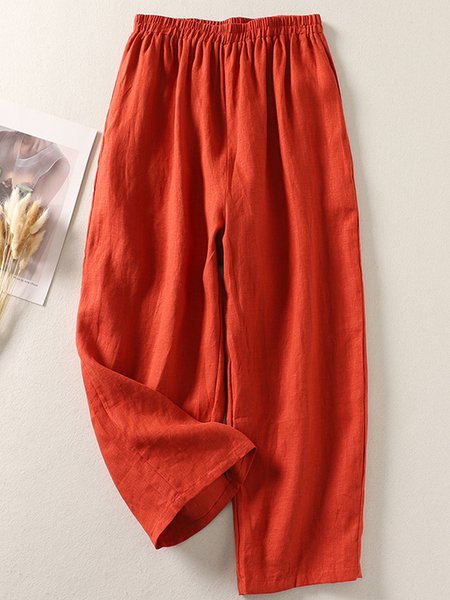 Women's H-Line Daily Going Out Pants Casual Cotton Plain Spring/Fall Pants, JustFashionNow Pants, color:Orange|size:4XL,