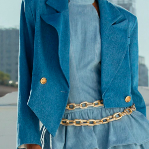 Lapel Collar Casual Loose Faux Denim Coat, Jackets, color:Blue|size:XXL, Stylewe