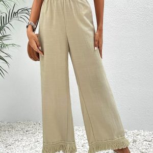 Casual Plain Long Pant, Pants, color:Khaki|size:XL, catalog Noracora shop