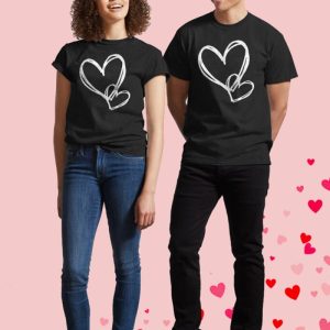 Valentine's Day Heart Print Women's Classic T-Shirt, women tops, COTOSEN