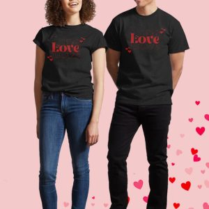 Valentine's Day Love Print Women's Classic T-Shirt, women tops, COTOSEN