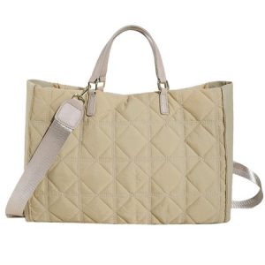 Casual Quilted Tote Bag Large Capacity Square Crossbody Bag, Bags, color:Khaki|size:One-size, Stylewe