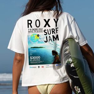 Women's Roxy Poster Surf Print Casual Beach Vacation Short Sleeve T-Shirt, women tops,  COTOSEN