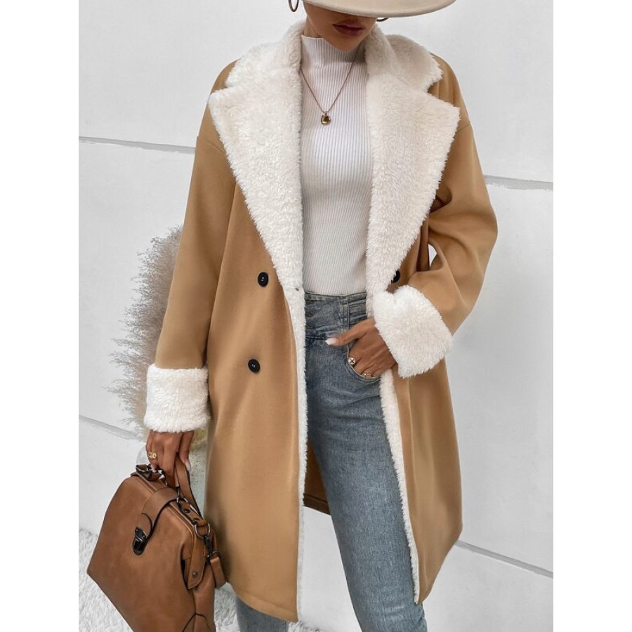 Women's Retro Fleece Lapel Mid-length Woolen Coat, women tops, COTOSEN
