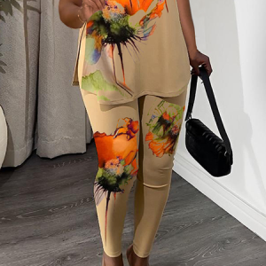 Plus Size Medium Elasticity Tight Casual Abstract Pants Slim fit Pants, Plus Pants, color:As Picture|size:4X, Stylewe