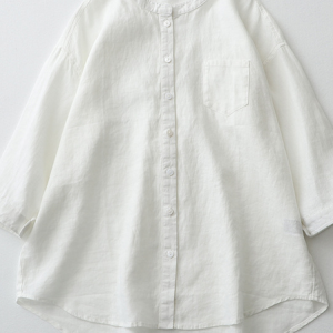 Crew Neck Three Quarter Sleeve Abstract Regular Loose Shirt For Women, Shirts, color:White|size:XXL, catalog Noracora shop