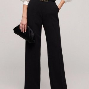 Urban High Waist Fashion Wide Leg Pants With No Belt, Pants, color:Black|size:XXL, Stylewe