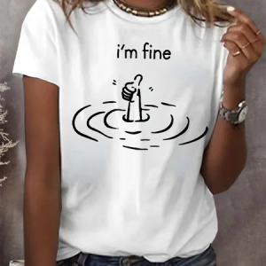 Casual Letter Pattern Crew Neck Short Sleeve T-shirt, T-shirts, color:White|size:XXL, catalog Noracora shop