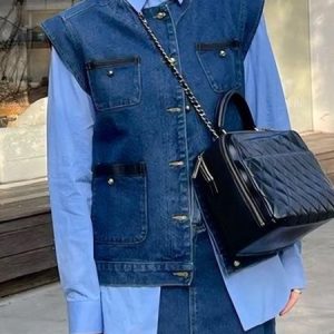 Distressing Denim Casual Loose Denim Vest, Vests and Gilets, color:Blue|size:XXL, Stylewe