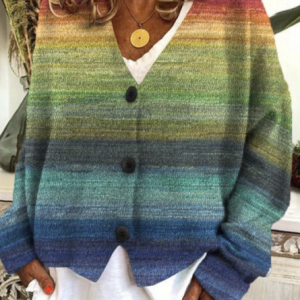 Women Wool/Knitting Striped Long Sleeve Comfy Casual Cardigan, Sweaters, color:Green|size:5XL, catalog Noracora shop