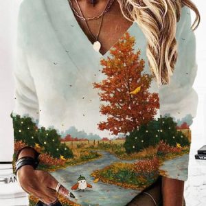Casual V Neck Halloween Sweatshirt Printing, Hoodies & Sweatshirts, color:Orange|size:XXL, catalog Noracora shop