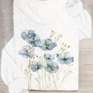 Casual Floral T-Shirt, Long sleeves, Lilicloth.com