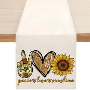 13*72 Table Cloth Peace Love Sunshine Table Tarps Party Decorations, Home&Garden, color:2|size:One-size, catalog Noracora shop