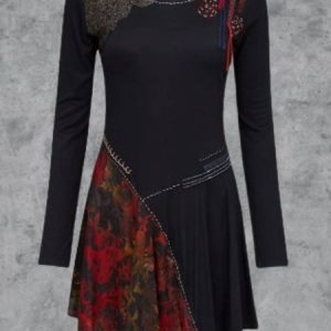 Multicolor Cotton-Blend Casual Long Sleeve Knitting Dress, Short, color:Multicolor|size:XXL, catalog Noracora shop