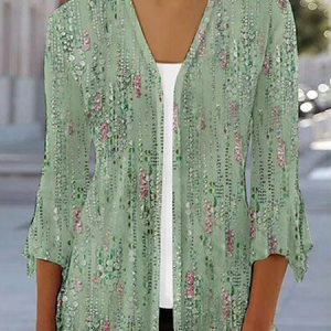 Women's Random Print Regular Loose Kimono, Cardigans, color:Green|size:XXL, catalog Noracora shop