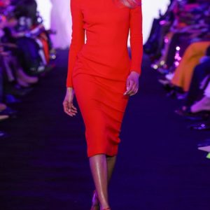 Crew Neck Elegant Regular Sleeve Tight Midi Dress, Midi Dresses, color:Red|size:XXL, Stylewe