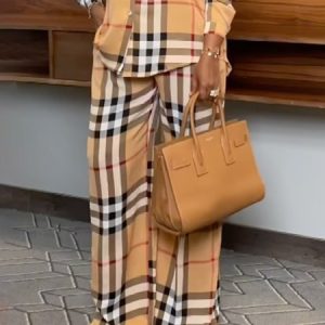 Casual Plaid Loose Pocket Stitching Pants, Pants, color:As Picture|size:XXL, Stylewe
