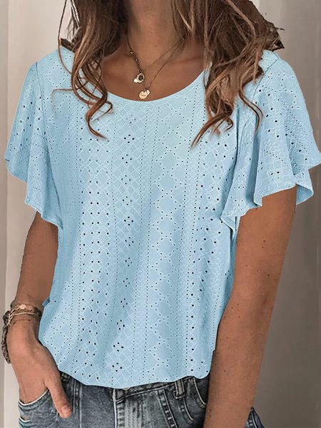 Women Plain Crew Neck Casual Short Sleeve T-shirt, Tees & T-shirts, Roselinlin - Online Catalog