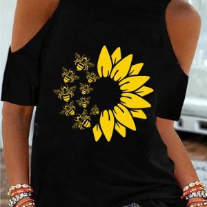Casual Crew Neck Short Sleeve Printed T-shirt, T-shirts, color:Black|size:3XL, catalog Noracora shop