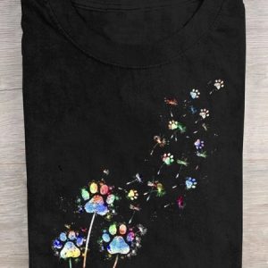 Dandelion Crew Neck Cotton Casual T-Shirt, T-shirts, Lilicloth.com