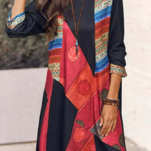 Women Geometric Shirt Collar Long Sleeve Comfy Casual Lace Midi Dress, Dresses, color:Black|size:3XL, catalog Noracora shop