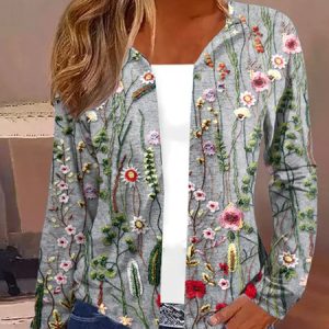 Women's Spring/Fall Outerwear Casual Floral Jersey Shawl Jacket, JustFashionNow Ponchos & Capes, color:Gray|size:XXL,