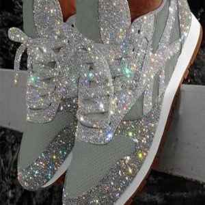 Women Muffin Rhinestone New Crystal Platform Sneakers, Sneakers&Athletic, color:Silver|size:43, catalog Noracora shop