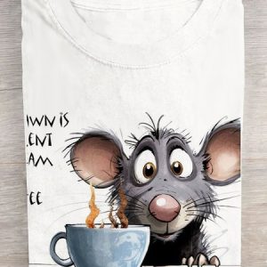 Funny Mouse Animal Short Sleeve Loose Crew Neck H-Line T-shirt, T-shirts, Lilicloth.com