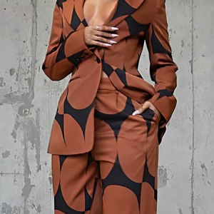 Geometric Urban Regular Fit Lapel Collar Long Sleeve Regular Sleeve Blazer, Blazers, color:As Picture|size:XXL, Stylewe