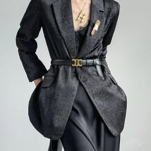 Plain Lapel Collar Regular Fit Regular Sleeve Elegant Blazer, Blazers, color:Black|size:XXL, Stylewe
