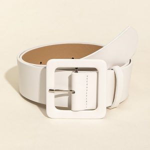 Minimalist Square Buckle Belt, Belts, color:White|size:One-size, Stylewe